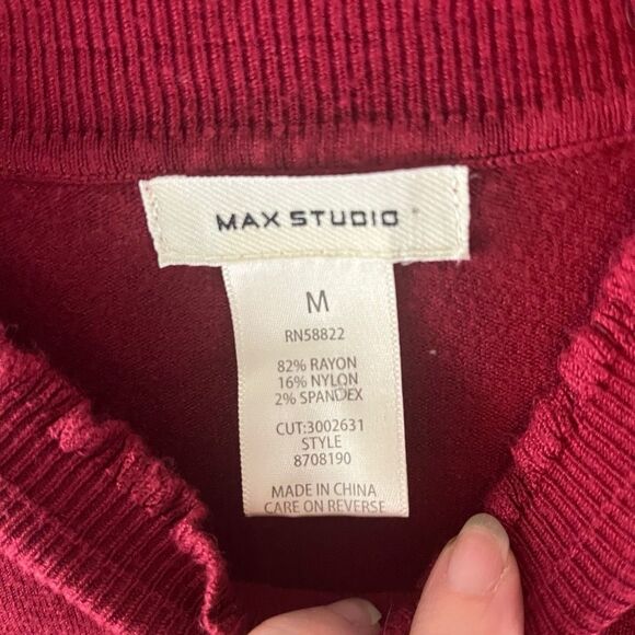 Max Studio Lettuce Trim 3/4 Sleeve Burgundy Sweater Size Medium - Picture 5 of 5